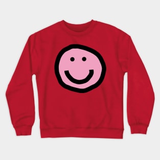 Minimal Happy Smiley Face Pink Crewneck Sweatshirt